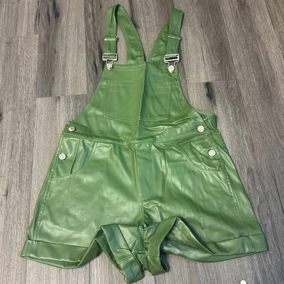 WeWoreWhat Green Faux Leather Overalls Small - Picture 7 of 9
